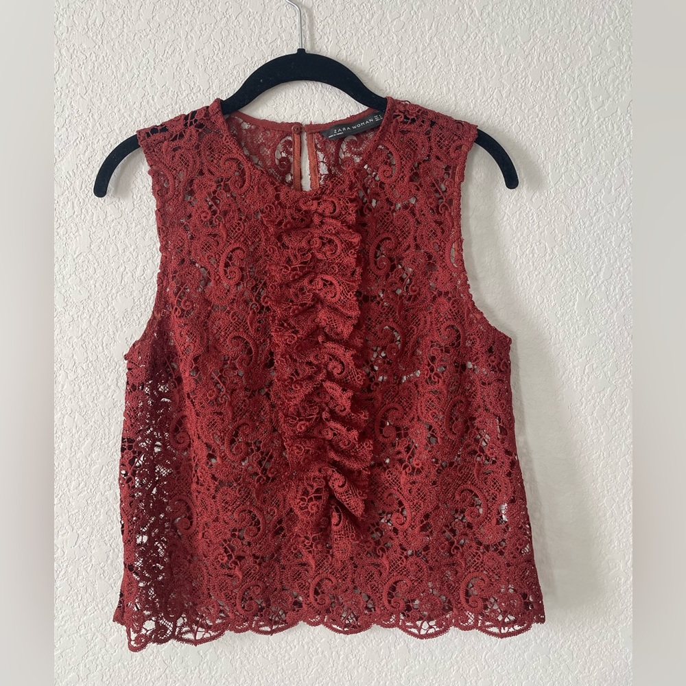 Lacey Sleeveless Blouse ZARA